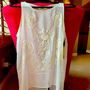 Ivory (see-through), embroidered top, size L, by BBDakota
